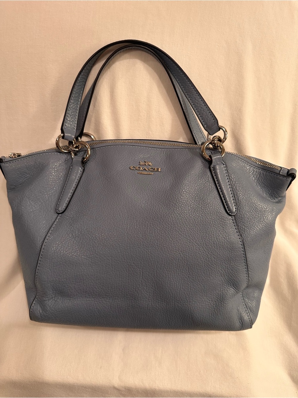 Coach Kelsey Mini Pebbled Leather Shoulder Bag.